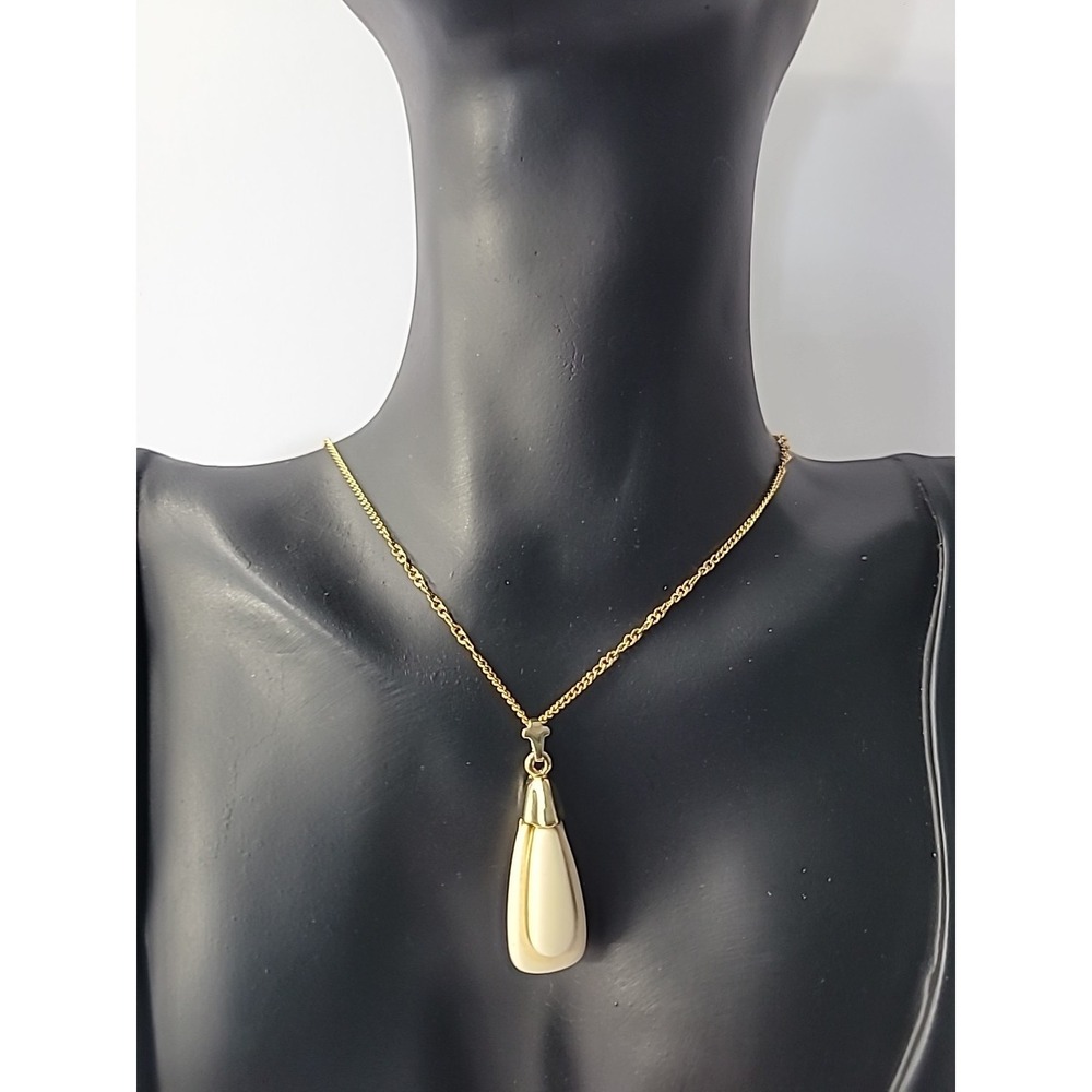 Vintage Necklace Pendant Beige Chain Cold Tone Jewelry Costume Dainty Japan